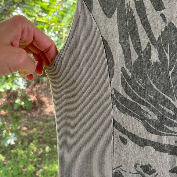 Lina Tomei Women's Green Floral Linen Sleeveless Mini Dress Size S - Picture 5 of 8